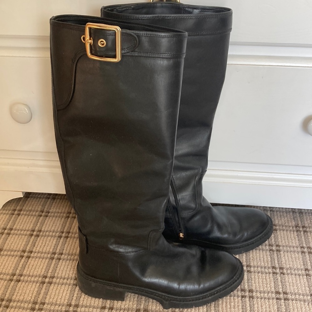 Coach leather riding boots with rugged sole